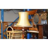 2 VARIOUS MAHOGANY CHAIRS, SMALL MAHOGANY SHAVING MIRROR, MAHOGANY DROP LEAF TABLE, BAMBOO