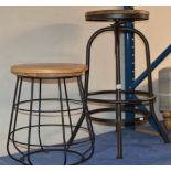 ADJUSTABLE METAL FRAMED STOOL & 1 OTHER METAL FRAMED STOOL