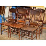 SET OF 6 DARK OAK DINING CHAIRS