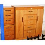 TEAK DRESSING CHEST WITH PAIR OF TEAK 3 DRAWER BEDSIDE CHESTS