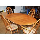 ERCOL OAK DINING TABLE WITH 4 MATCHING CHAIRS
