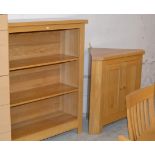 MODERN OAK OPEN BOOKCASE WITH SIMILAR CORNER UNIT