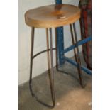 MODERN METAL FRAMED WOODEN STOOL