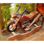 NOVELTY WOODEN RIDE ON MOTORCYCLE SEESAW