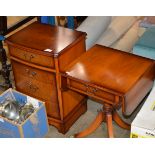 REPRODUCTION YEW WOOD 4 DRAWER CHEST WITH SIMILAR DROP LEAF OCCASIONAL TABLE