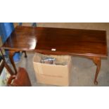 MAHOGANY COFFEE TABLE & BOX WITH DESSERT DISHES, EP BASKET ETC