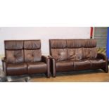 2 PIECE MODERN BROWN LEATHER LOUNGE SUITE