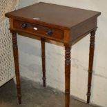 VICTORIAN MAHOGANY SINGLE DRAWER TABLE