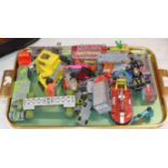 TRAY WITH VARIOUS MODEL VEHICLES, DINKY ETC