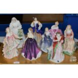 TRAY WITH ASSORTED ROYAL DOULTON FIGURINE ORNAMENTS