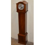 WALNUT CASED CHIMING GRAND DAUGHTER CLOCK WITH KEY