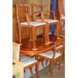 REPRODUCTION YEW WOOD DINING TABLE WITH 6 MATCHING CHAIRS