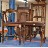 EDWARDIAN INLAID MAHOGANY CORNER CHAIR & 1 OTHER CHAIR