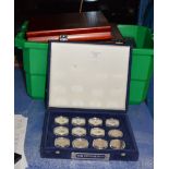COIN CASE WITH VARIOUS COMMEMORATIVE COINS & VARIOUS EMPTY COIN BOXES