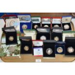 TRAY WITH VARIOUS COMMEMORATIVE COINS, MOSTLY BOXED
