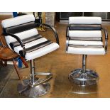 PAIR OF MODERN LEATHER & CHROME SWIVEL BAR STOOLS