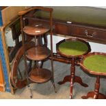 VARIOUS MIRRORS, CAKE STAND, PAIR OF MAHOGANY EFFECT OCCASIONAL TABLES