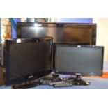 SANYO 32" LCD TV, SAMSUNG 22" LCD & SAMSUNG 19" LCD TV - ALL WITH REMOTE CONTROLS