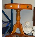 REPRODUCTION YEW WOOD DRUM HEAD TABLE