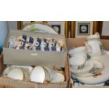 3 SMALL BOXES WITH ASSORTED TEA WARE & CRESTED CHINA