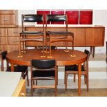 8 PIECE MID-CENTURY TEAK DINING ROOM SUITE COMPRISING SIDEBOARD, EXTENDING TABLE & 6 CHAIRS