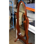 REPRODUCTION MAHOGANY FINISHED CHEVAL MIRROR