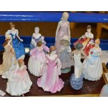TRAY WITH VARIOUS FIGURINE ORNAMENTS, ROYAL DOULTON, NAO ETC