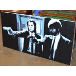 LARGE 31½" X 62½" MODERN CANVAS PAINTING - PULP FICTION