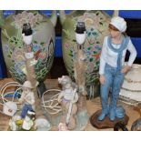 2 NAO TABLE LAMPS & LARGE FIGURINE ORNAMENT