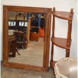 MAHOGANY STAINED WHATNOT & MAHOGANY FRAMED WALL MIRROR