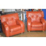 PAIR OF MODERN LEATHER SINGLE ARM CHAIRS