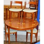 48" DIAMETER TEAK DINING TABLE WITH 4 CHAIRS