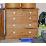 STRIPPED PINE 2 OVER 3 CHEST OF DRAWERS - APPROXIMATE DIMENSIONS = 37¼" x 42½" x 18½" (HxWxD)