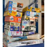 16 VARIOUS VINTAGE BOXED MODEL KITS, ITALERI, AIRFIX ETC