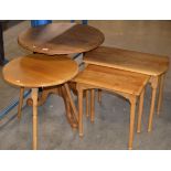 MODERN OAK SNAP-TOP BREAKFAST STYLE TABLE & 3 VARIOUS OTHER TABLES