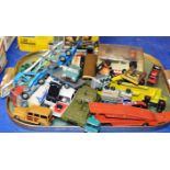 TRAY WITH VARIOUS VINTAGE MODEL VEHICLES, DINKY ETC