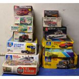 13 VARIOUS VINTAGE BOXED MODEL KITS, ITALERI, AMT, MONOGRAM ETC