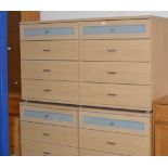 MODERN 3 PIECE BEDROOM SET COMPRISING SIDE BY SIDE 8 DRAWER CHEST & PAIR OF 4 DRAWER CHESTS