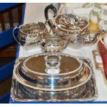 3 PIECE EP TEA SERVICE, EP TUREEN & EP TRAY