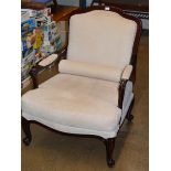 LARGE MAHOGANY FRAMED ARM CHAIR