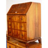 WALNUT WRITING BUREAU OVER 3 DRAWERS - APPROXIMATE DIMENSIONS = 38½" x 30" x 18¼" (HxWxD)