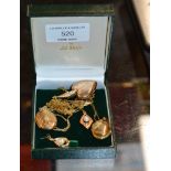 QUANTITY VARIOUS 9 CARAT GOLD JEWELLERY, 9CT PLATED LOCKET ETC