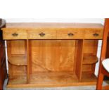 MODERN OAK UNIT WITH 4 DRAWERS & BRASS HANDLES - APPROXIMATE DIMENSIONS = 31½" x 51½" x 11½" (HxWxD)