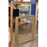 LARGE GILT FRAMED BEVELLED GLASS WALL MIRROR & 1 OTHER MIRROR
