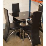 MODERN GLASS KITCHEN TABLE WITH 4 CHAIRS