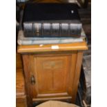 OAK POT CUPBOARD, OLD FAMILY BIBLE & OLD LEDGER STYLE BOOK