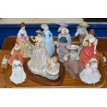 TRAY CONTAINING ASSORTED FIGURINE ORNAMENTS, ROYAL DOULTON, NAO ETC