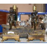 PAIR OF BRONZED CHERUB CANDLE STICKS