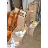 6 BOXES WITH MIXED CERAMICS, TEA WARE, GLASS WARE, ORNAMENTS, PICTURES, NINTENDO Wii SYSTEM WITH
