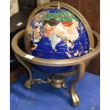 GEM INLAID WORLD GLOBE ON REVOLVING STAND